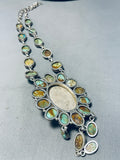 One Of The Coolest Ever Vintage Native American Navajo Green Turquoise Sterling Silver Necklace-Nativo Arts