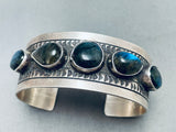 Rare Blue Stones Navajo Intricate Stamp Sterling Silver Bracelet-Nativo Arts
