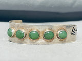 Rare Internal Bear Vintage Native American Navajo Nephrite Jade Sterling Silve Rbracelet-Nativo Arts