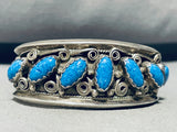 One Of The Most Detailed Vintage Native American Navajo Lapis Sterling Silver Swirl Bracelet-Nativo Arts