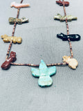 Special Vintage Native American Zuni Turquoise Sterling Silver Necklace Fetishes-Nativo Arts