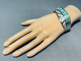 6.5 Inch Wrist Vintage Native American Navajo Opal Sterling Silver Inlay Bracelet-Nativo Arts