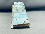 Gigantic Native American Navajo Inlay Turquoise Sterling Silver Huge Trapezoid Ring-Nativo Arts