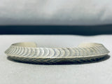 Gorgeous Native American Navajo Signed Sterling Silver Handstamped Tawny Willie Bracelet-Nativo Arts