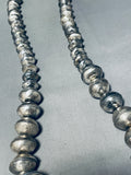 519 Grams!!!!!!! Vintage Native American Navajo Coin Silver Heavy Pearl Necklace- Wow!-Nativo Arts