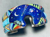 The Most Intricate Southwest Bear Turquoise Lapis Sterling Silver Inlay Bracelet-Nativo Arts