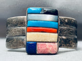 One Of The Best Vintage Native American Navajo Inlay Sterling Silver Bracelet-Nativo Arts