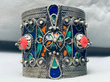 One Of The Most Detailed Ever Vintage Southwest Sterling Silver Inlay Bracelet-Nativo Arts