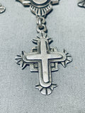 Glorious Vintage Native American Navajo Mexican 5 Sterling Silver Crosses Necklace-Nativo Arts