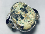 Early Vintage Native American Navajo Moss Green Turquoise Sterling Silver Bracelet-Nativo Arts