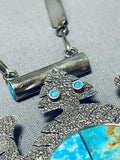 Desert Toad Vintage Native American Navajo Turquoise Sterling Silver Inlay Necklace-Nativo Arts