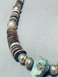 Native American Amazing Vintage Santo Domingo Blue Gem Turquoise Sterling Silver Necklace-Nativo Arts