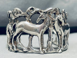 One Of The Coolest Vintage Horse Sterling Silver Bracelet Cuff-Nativo Arts