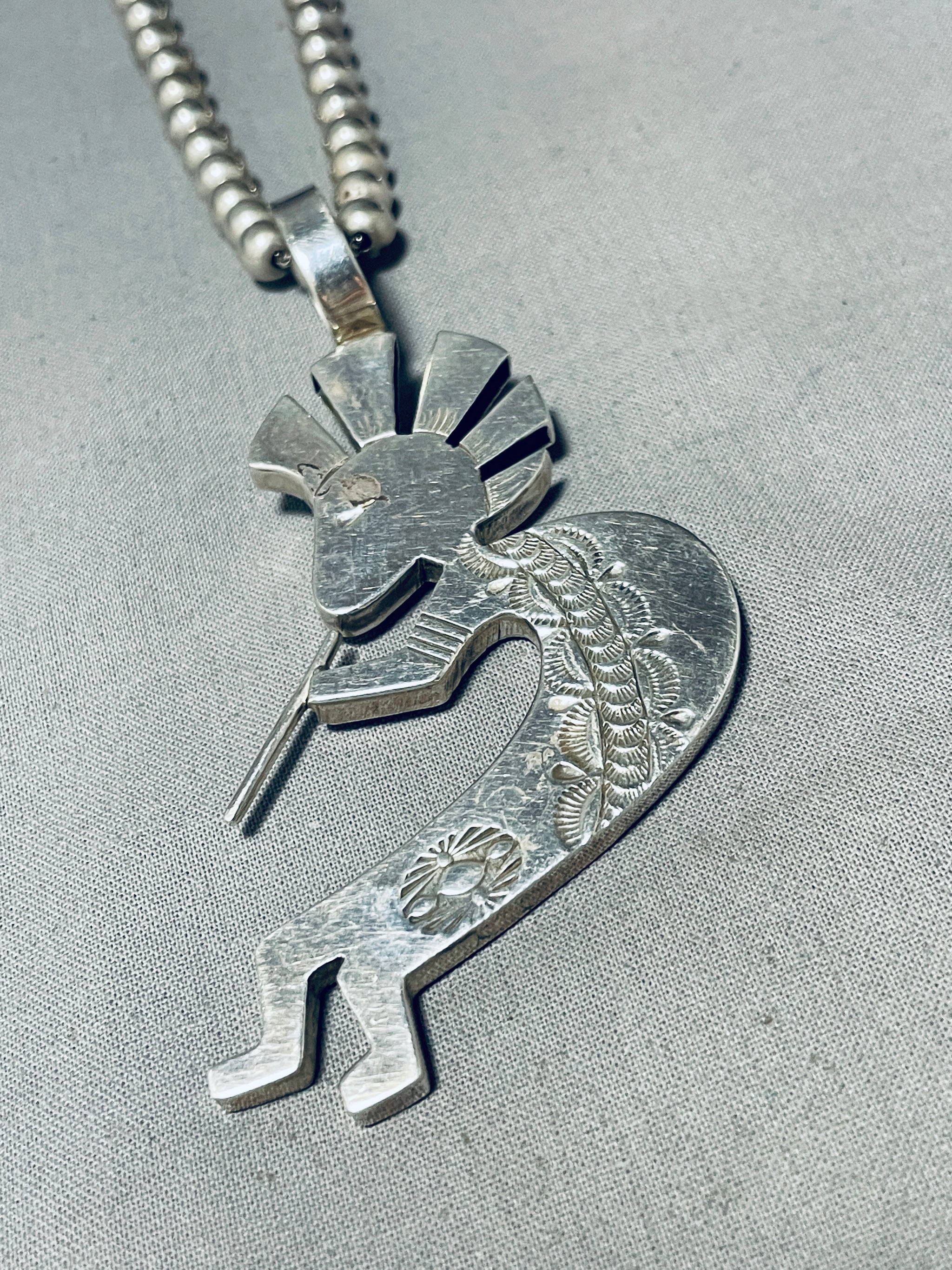 Big Dancing Kokopelli Vintage Native American Navajo Sterling