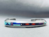 6 Inch Wrist Vintage Native American Navajo Inlay Turquoise Sterling Silver Bracelet-Nativo Arts