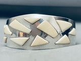 Very Rare Gil Nelson Special White Stone Vintage Native American Navajo Sterling Silver Bracelet-Nativo Arts