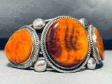 Best 120 Grams Vintage Native American Navajo Spiny Oyster Row Sterling Silver Bracelet-Nativo Arts