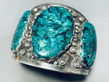 The Best Vintage Native American Navajo Chrysocolla Sterling Silver Bracelet!-Nativo Arts