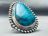 Les Nez Vintage Native American Navajo Spiderweb Turquoise Sterling Silver Ring-Nativo Arts