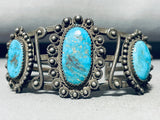 Very Old 1920's/30's Heavy! Vintage Native American Navajo Turquoise Sterling Silver Bracelet-Nativo Arts