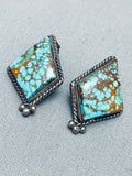 One Of The Best Vintage Native American Navajo Spiderweb Turquoise Sterling Silver Earrings-Nativo Arts