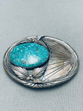 Very Rare Blue Bird Turquoise Vintage Native American Navajo Sterling Silver Buckle Old-Nativo Arts