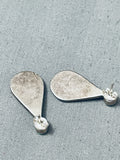 Detailed Vintage Navojo Opal Turquoise Inlay Sterling Silver Earrings-Nativo Arts
