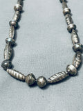 Hand Tooled Vintage Native American Navajo Early Sterling Silver Necklace Old-Nativo Arts