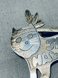Adorable Vintage Laguna/ Native American Hopi Sterling Silver Cat Pin/ Pendant-Nativo Arts