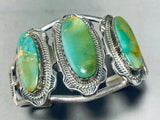 Jawdropping Green Turquoise!! Vintage Native American Navajo Sterling Silver Bracelet-Nativo Arts