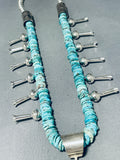 Tawney Willie Native American Navajo Turquoise Sterling Silver Squash Blossom Necklace-Nativo Arts