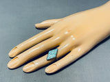 Brilliant Vintage Native American Zuni Blue Gem Turquoise Sterling Silver Ring-Nativo Arts