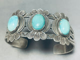 Sky Blue Turquoise Vintage Native American Navajo Sterling Silver Bracelet-Nativo Arts