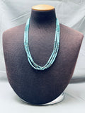 Native American Stunning Navajo Turquoise Disc Sterling Silver Heishi Necklace-Nativo Arts