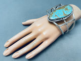 Towering Vintage Native American Navajo Easter Blue Turquoise Sterling Silver Bracelet-Nativo Arts