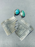 One Of The Most Unique Ever Vintage Native American Navajo Turquoise Sterling Silver Earrings-Nativo Arts