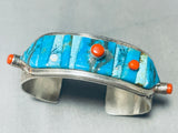 One Of Most Unique Ever Vintage Native American Navajo Turquoise Inlay Sterling Silver Bracelet-Nativo Arts