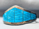 One Of Best Vintage Turquoise Chanel Inlay Sterling Silver Clasp Bracelet-Nativo Arts