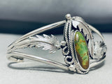 Intricate Leaf Vintage Native American Navajo Royston Turquoise Sterling Silver Bracelet-Nativo Arts