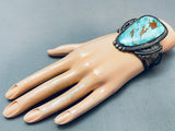 Rare 'Old Deposit Kingman' Turquoise Vintage Native American Navajo Sterling Silver Bracelet-Nativo Arts