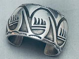96 Gram Vintage Navajo Swirl Wave Sterling Silver Hand Tooled Bracelet-Nativo Arts