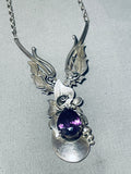 Les Baker Amethyst Vintage Sterling Silver Necklace Navajo!-Nativo Arts