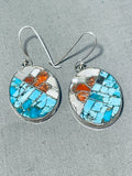 Fab Vintage Santo Domingo John And Mary Sterling Silver Inlay Turquoise Earrings-Nativo Arts