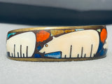 One Of The Most Unique Vintage Brownbear Inlay Bronze Bracelet Cuff-Nativo Arts