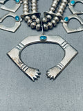 One Of The Best Vintage Native American Navajo Turquoise Sterling Silver Squash Blossom Necklace-Nativo Arts