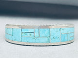Rickell Booqua Native American Zuni Blue Gem Turquoise Sterling Silver Bracelet-Nativo Arts