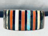 Smooth Surface Technique!! Vintage Navajo Turquoise Inlay Sterling Bracelet-Nativo Arts