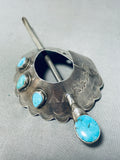 Fantastic Vintage Native American Navajo Kingman Turquoise Sterling Silver Hair Pin-Nativo Arts