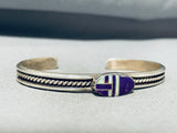Hypnotic Vintage Cochiti Signed Inlay Sugulite Opal Sterling Silver Bracelet-Nativo Arts