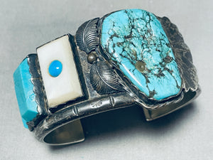 One Of Most Unique Ever Vintage Native American Navajo Inlay Turquoise Sterling Silver Bracelet-Nativo Arts